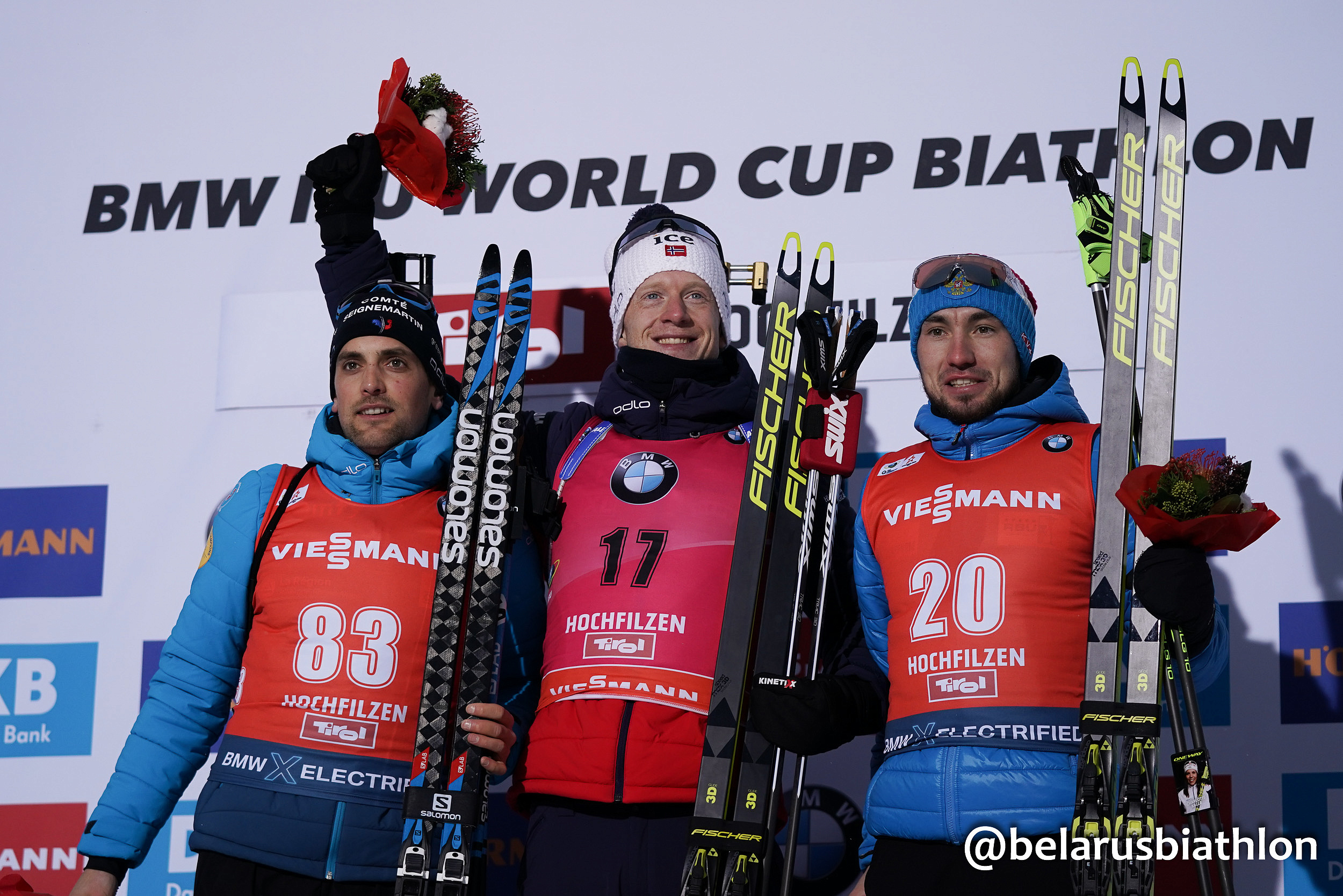 призеры спринтерской гонки: Симон Дестье,Йоханнес Бё и Александр Логинов